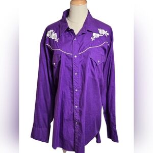 Ely Diamond Vintage Purple Western Embroidered Shirt